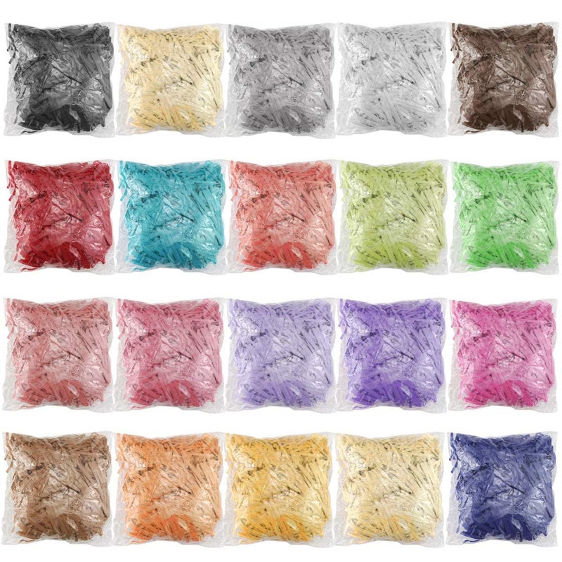Twdrer 20Pack 14oz/400g Multicolored Raffia Ribbon Paper Crinkle Cut Paper Shred Filler for Tissue Paper Gift Wrapping, Craft DIY, Basket Packaging Filling, Easter Decoration, Birthday, Wedding - Image 1